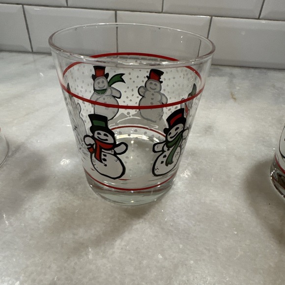Vintage Libbey Dancing‎ Holiday Snowman Whiskey Glasses - Set of 4 - Picture 7 of 10